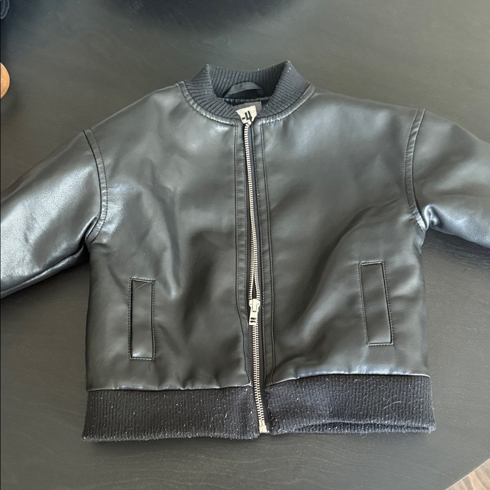 Kids Black Leather Jacket